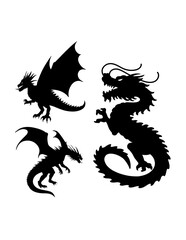 Dragon monster animal pose silhouette