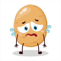 cute depressed expression of potato cartoon character