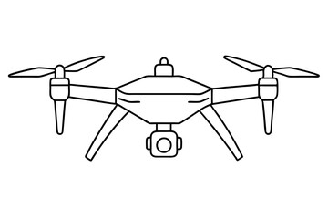 Drone line art vector, drone camera icon outline drawing vector illustration	
