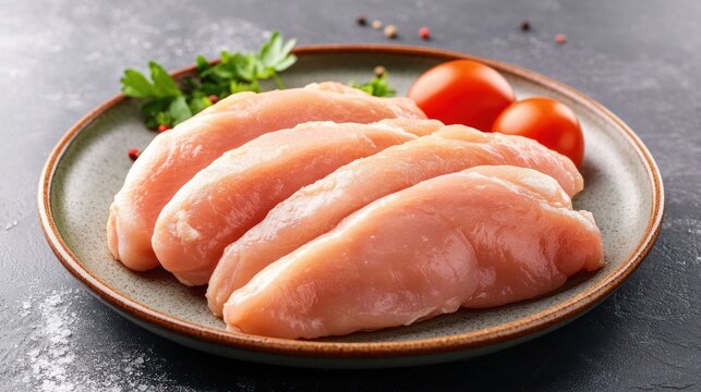Raw Chicken Breast Fillet on Plate