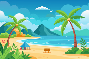 Beach landscape illustration