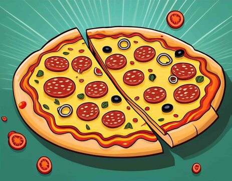 pizzas logo Cartoon Vector Illustration Flat Cartoon Style