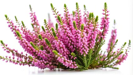 Fototapeta premium heather flowers isolated on white background healing herbs