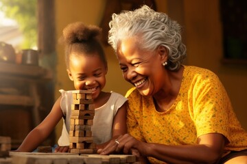 Child grandchild laughing baby.