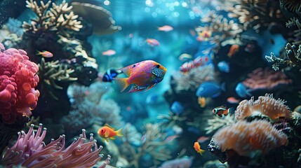 Obraz premium Maintaining water quality Feeding schedule and creating an environment that stimulates the health and happiness of fish.