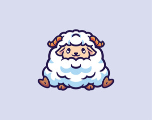 Cute Sheep Character with Fluffy Wool and Happy Expression Adorable Cartoon Vector Illustration