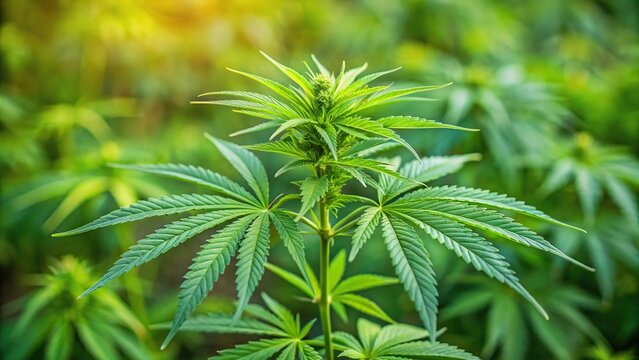 Hemp cannabis sativa plant with CBD and THC cannabinoids for medicinal use