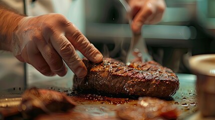 Write about the journey of a chef mastering the art of preparing the perfect beef steak, from selecting the cut to achieving the ideal level of doneness and flavor.