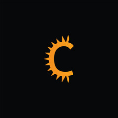 Letter C Sun Logo Design Vector Icon Graphic Illustration  Template