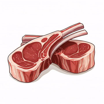 raw lamb chops, red meat, white background clip art preview
