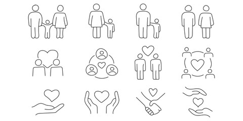 A pattern depicting a family, a father with a child, and parents with a child. Pictures love, family, parenthood.