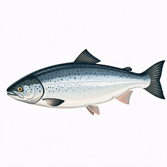 Obraz premium realistic illustration of a gray and silver salmon fish with black and pink fins