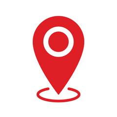 Red map pointer with dot in the middle. map pin location sign icon vector illustration. location map symbol, vector icon. gps pointer mark. flat design style