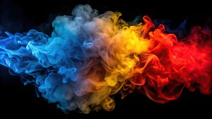 Obraz premium High angle abstract background of colorful smoke isolated on black background