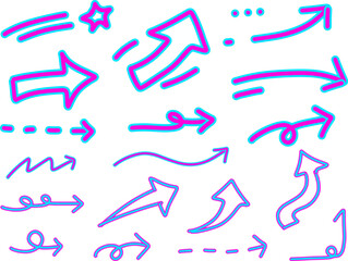 hand drawn arrows-Doodle texture pen and brush lines and arrows icon vector hand drawn simple cute set