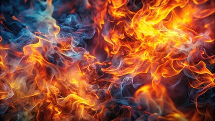 High angle abstract fire background with interlaced smoke glitch and distortion effect