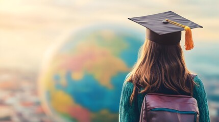 Graduated study abroad international,Back to School Concept. International education abroad programs for study language, high school,