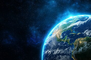 Obraz premium Close-Up View of Earth from Space in Blue Tones