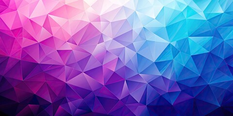 Obraz premium High angle abstract polygon background with gradient blue to purple and pink colors and grain texture
