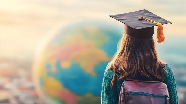 Graduated study abroad international,Back to School Concept. International education abroad programs for study language, high school,