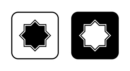 Islamic symbol of octagonal shape on black square