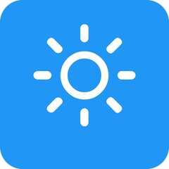 White color icon designed represents brightness symbol on blue background.
