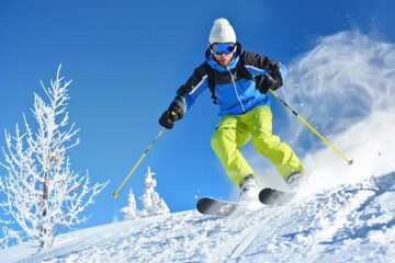 Man playing ski snow outdoors skiing.