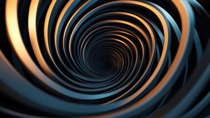 Obraz premium A close-up view of swirling metallic tubes creates a mesmerizing, dynamic tunnel effect, emphasizing depth and movement with a play of light.