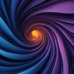 Fototapeta premium A vibrant, swirling tunnel design featuring shades of blue and purple with a warm orange light at the center, creating a mesmerizing visual effect.
