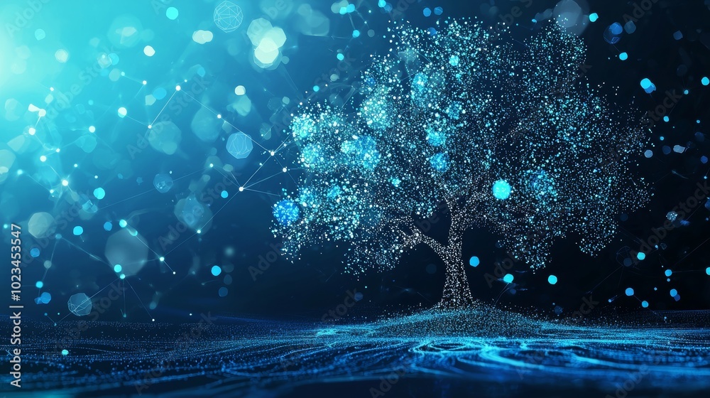 Aufkleber the digital biotechnology tree is a futuristic polygonal design. this plant is suitable for biotechn