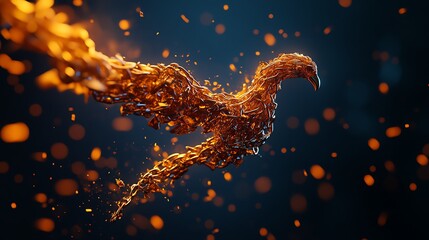 A stunning illustration of a phoenix made from fiery particles, embodying rebirth and transformation against a dark background.