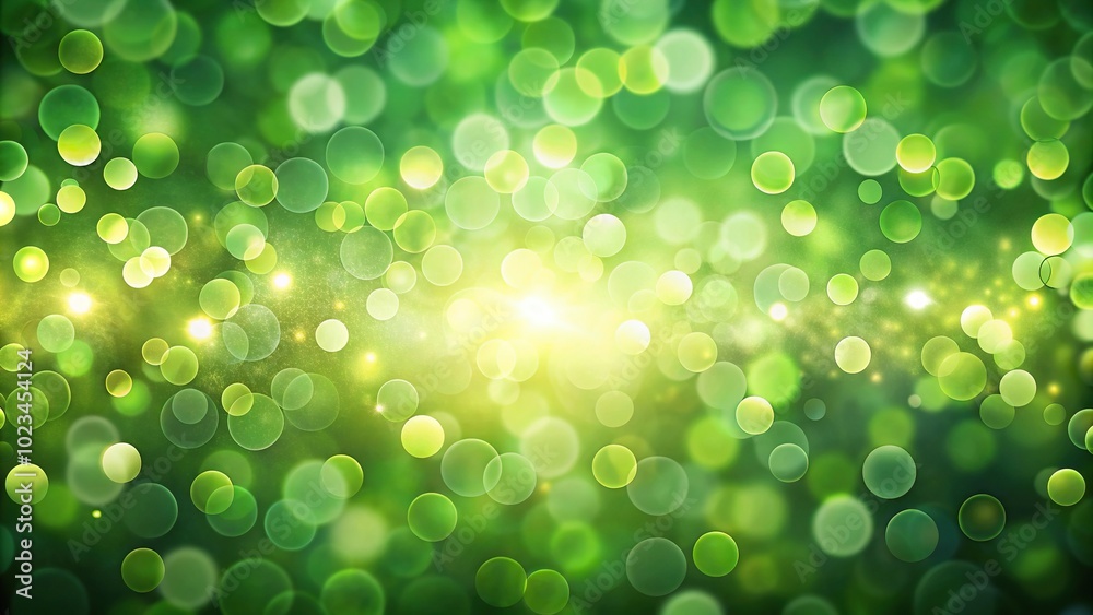Canvas Prints high angle blurred green background with oval bokeh and bright light reflection