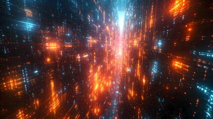 Fototapeta premium Abstract 3D Background - Orange Blue Neon Light Glowing