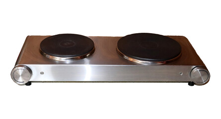 Two-burner electric stove for cooking - electrical appliance, color photo, isolate for design
