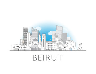 Fototapeta premium Beirut skyline cityscape vector illustration
