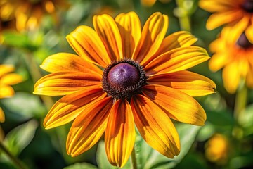 Obraz premium High angle macro of Rudbeckia hirta Black eyed susan in sunlight