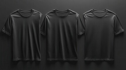 mockup of a plain black tshirt front and rear views displayed on a clean white background ideal for fashion presentations and design showcases