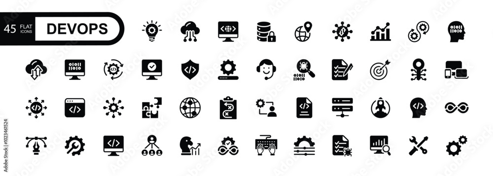 Wall mural devops web icon vector illustration concept for software engineering and development.