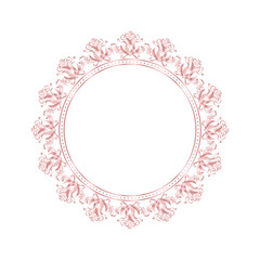 Classic Damask Round Wreath rose gold circular round ornament flower Abstract pattern, Victorian traditional style, illustration Vintage Design, Floral frames, Mandala, Antique, Moroccan frame