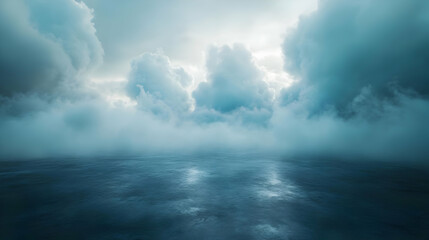 Obraz premium Ocean Landscape with Dramatic Clouds Illustration