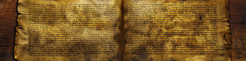 Ancient Scripture in Gold Ink on an Antique Parchment Backdrop