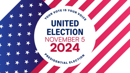 Obraz premium Vote 2024 Presidential Election Banner with Date and American Flag Design