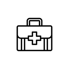 An icon of a first aid kit, representing healthcare, safety, or emergency medical supplies, often seen in healthcare-related content.