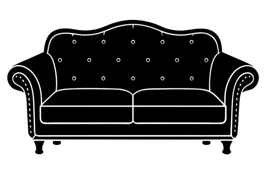 recommend clip art: Sofa | vector silhouette illustration on white background
