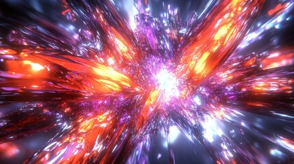 A vibrant explosion of abstract shapes and colors, evoking energy and movement.