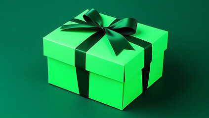 beautiful green present box tied ribbon