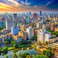 Dhaka city Bangladesh areal view 