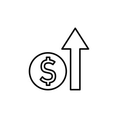 Icon representing an increase in money value or financial growth.