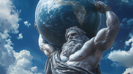 Greek god and titan illustration, Atlas, a titan was punished to carry the world and the celestial heavens for eternity after the Titanomachy