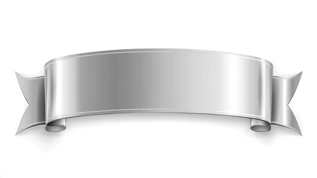 A blank silver rectangular ribbon label isolated on white background.